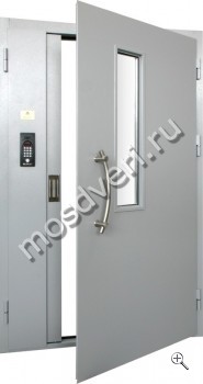 Подъездная двустворчатая дверь с домофоном и стеклом - купить от производителя Мосдвери Подъездная двустворчатая дверь с домофоном и стеклом