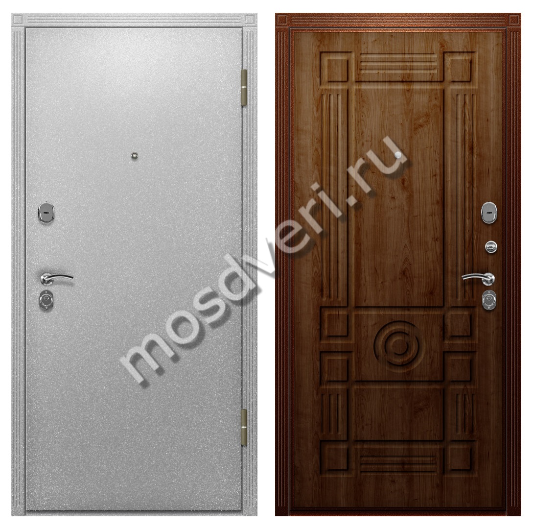 Входная дверь с порошковым покрытием и МДФ под орех - купить от производителя Мосдвери Входная дверь с порошковым покрытием и МДФ под орех