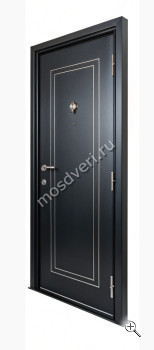 Черная входная дверь с молдингом ЧДД-017 - купить от производителя Мосдвери Черная входная дверь с молдингом ЧДД-017